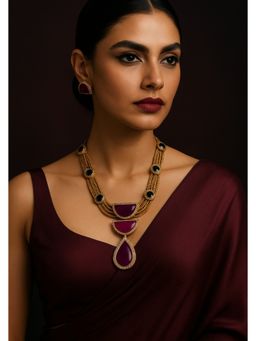Kare Kraft - Wine Regal Wine Stone Statement Necklace Set