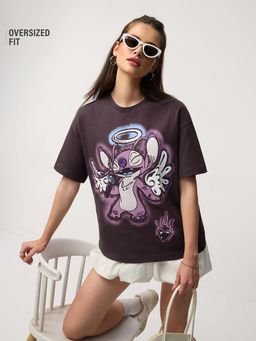 The Souled Store - Official Disney Rockstar Women Purple Oversized T-Shirt