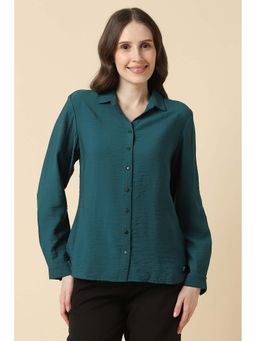 Allen Solly - Women Teal Solid Long Sleeves Shirt