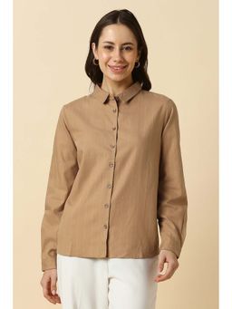 Allen Solly - Women Brown Striped Long Sleeves Shirt