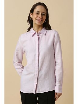 Allen Solly - Women Pink Solid Long Sleeves Shirt