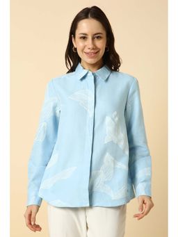 Allen Solly - Women Light Blue Printed Long Sleeves Shirt