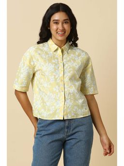 Allen Solly - Women Yellow Floral Printed Short Sleeves Shirt