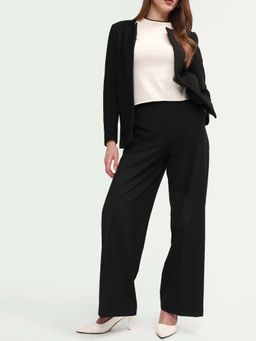 RAREISM - Women Celina-B Black Polyester Blend Fabric Wide Trouser
