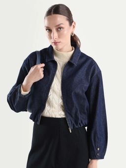 RAREISM - Women Denjac Dark Blue Cotton Full Sleeve Regular Fit Jacket