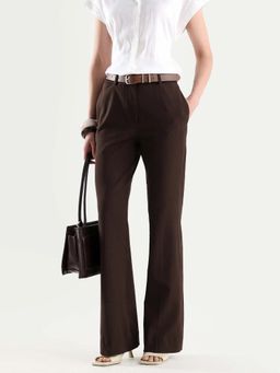 RAREISM - Women Frare Brown Polyester Blend Fabric Bootcut Plain Trouser