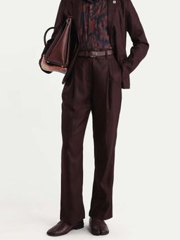 RAREISM - Women Linzy-B Brown Linen Straight Plain Trouser