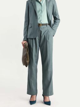 RAREISM - Women Linzy-B Dusky Green Linen Straight Plain Trouser