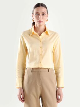 RAREISM - Mewok Yellow Cotton Blend Full Sleeve Collar Regular Shirt