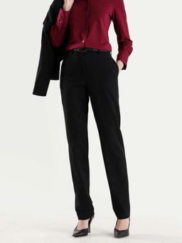 RAREISM - Women Paper Black Polyester Blend Fabric Plain Trouser