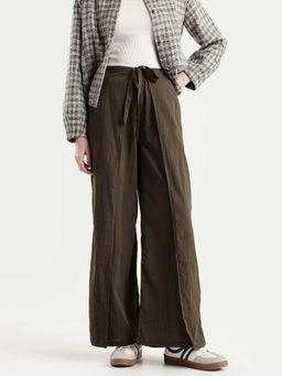 RAREISM - Women Ronuzy Olive Cotton Wrap Plain Trouser