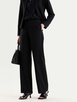 RAREISM - Women Srait-1 Black Viscose Fabric Straight Plain Trouser
