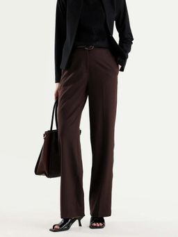 RAREISM - Women Srait-1 Brown Viscose Fabric Straight Plain Trouser