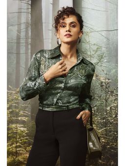 Van Heusen - Women Green Print Long Sleeves Casual Shirt