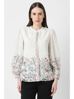 Van Heusen - Women White Print Three Fourth Sleeves Party Top