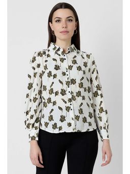 Van Heusen - Women White Regular Fit Printed Full Sleeves Formal Shirt