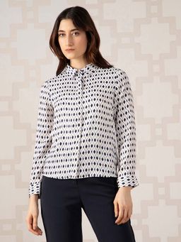 Van Heusen - Women White Print Long Sleeves Formal Shirt