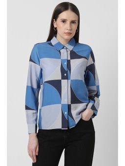 Van Heusen - Women Blue Print Long Sleeves Casual Shirt