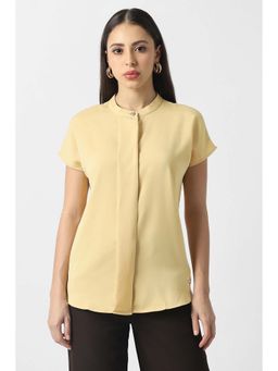 Van Heusen - Women Yellow Solid Short Sleeves Formal Shirt