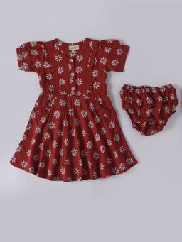 Bella Moda - Maroon Fit and Flair Casual Wear Dress (Set of 2)