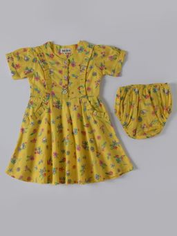Bella Moda - Yellow Fit and Flair Casual Wear Dress (Set of 2)