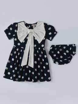 Bella Moda - Navy Blue Fit and Flair Casual Wear Dress (Set of 2)