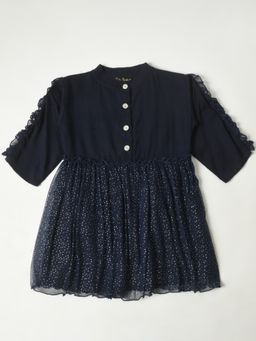 Bella Moda - Navy Blue Girls Fit and Flair Party Wear Dress