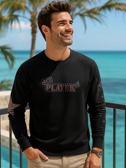 Bewakoof - Jet Black Ace Graphic Printed Sweatshirt