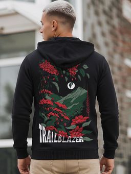 Bewakoof - Jet Black Trailblazer Graphic Printed Hoodies