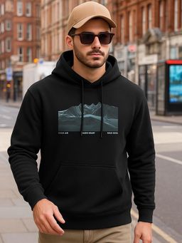 Bewakoof - Jet Black Warm Hearts Graphic Printed Hoodies