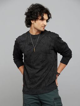 ROOKIES - Black Cotton Blend Round Neck Full Sleeves Sweatshirt
