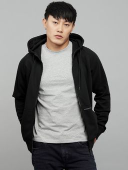 ROOKIES - Black Cotton Blend Hooded Full Sleeves Hoodie