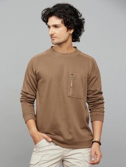 ROOKIES - Beige Polyester Blend Crew Neck Full Sleeves Sweatshirt