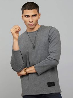 ROOKIES - Grey Cotton Blend Round Neck Full Sleeves Sweatshirt