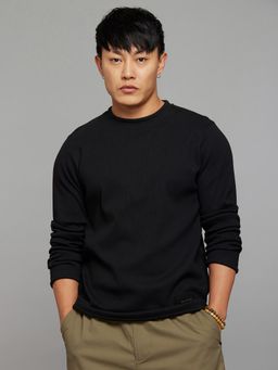 ROOKIES - Black Cotton Blend Crew Neck Full Sleeves Sweatshirt
