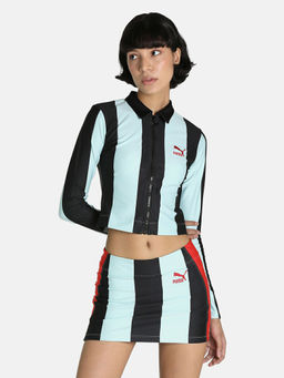 Puma - X Dua Lipa Striped Womens Blue T-shirt
