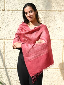 The India Craft House - Pink Exclusive Bhagalpur Tussar Silk Stole