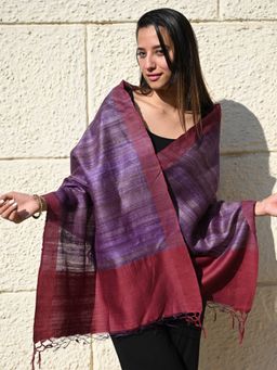 The India Craft House - Purple Exclusive Bhagalpur Tussar Silk Stole
