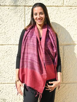 The India Craft House - Pink Exclusive Bhagalpur Tussar Silk Stole