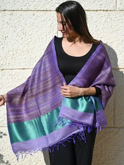 The India Craft House - Purple Exclusive Bhagalpur Tussar Silk Stole
