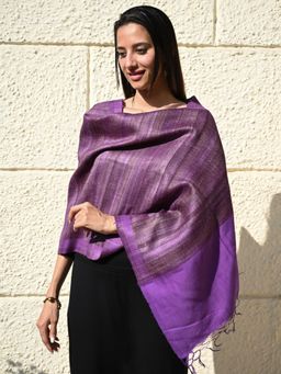 The India Craft House - Purple Exclusive Bhagalpur Tussar Silk Stole