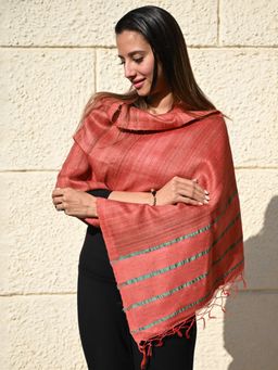 The India Craft House - Coral Exclusive Bhagalpur Tussar Silk Stole