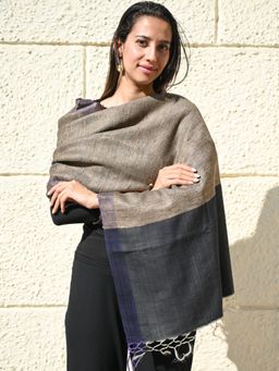 The India Craft House - Grey Exclusive Bhagalpur Tussar Silk Stole