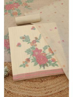 Soch - Womens Beige Chanderi Woven Design Unstitched Kurta with Bottom and Dupatta