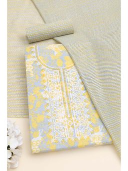 Soch - Womens Yellow Cotton Floral Unstitched Kurta with Bottom and Dupatta
