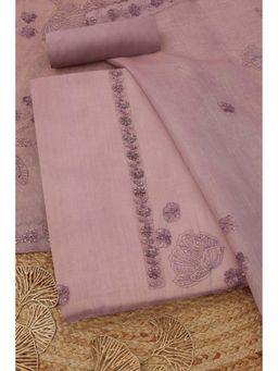 Soch - Womens Lavender Linen Botanical Unstitched Kurta with Bottom and Dupatta