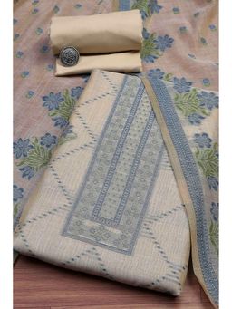 Biba - Women Blue Cotton Attractive Floral Print Unstitched Kurta with Bottom and Dupatta