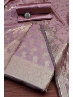 Biba - Women Lavender Chanderi Banarasi Print Unstitched Kurta with Bottom and Dupatta