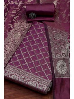 Biba - Women Lavender Chanderi Banarasi Print Unstitched Kurta with Bottom and Dupatta