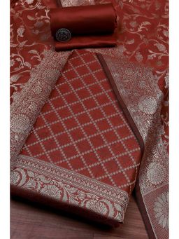 Biba - Women Peach Chanderi Banarasi Print Unstitched Kurta with Bottom and Dupatta